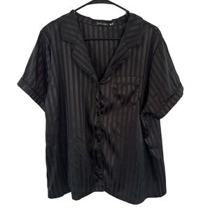 Tart Intimates Black Satin Stripe Sleep Top Womens XL